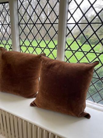 Image 2 of Vintage suede and linen cushions