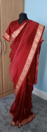 Image 2 of Rich burgandy and gold embrodiery design silk saree