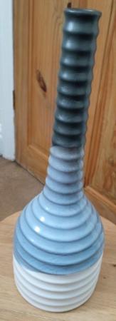 Image 3 of Blue ceramic ripple effect tall vase