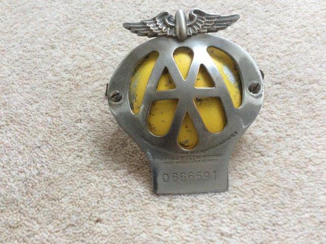 Preview of the first image of Vintage AA Car Badge Rare Early Number.