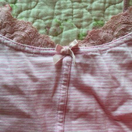 Image 2 of Vtg NEW LOOK Candy Stripe Pink & White Strappy Top, sz14