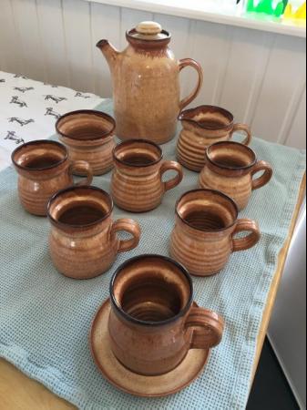 Image 3 of Studio Pottery Coffee set ,Wine Goblets and Decanter