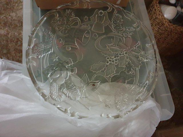 Preview of the first image of Embossed Glass Christmas Platter.