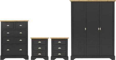 Preview of the first image of Toledo 3 door wardrobe bedroom set n grey/oak.