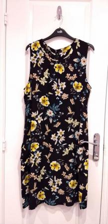 Image 6 of Wallis Black Sleeveless Summer Dress Floral Print Size 14