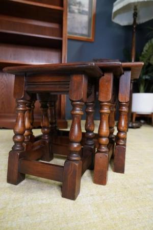 Image 16 of Vintage Old Charm Nested Tables Solid Oak Early 21st Century