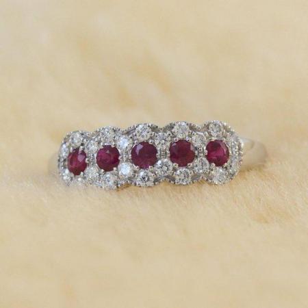 Image 2 of 18ct White Gold Ring with 5 Rubies and Diamonds, £1,500 ono