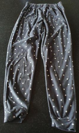 Image 2 of Grey polka dot fleece long sleeve pyjamas size 8-10