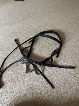 Image 1 of Bridle hardly used dark brown leather cob size