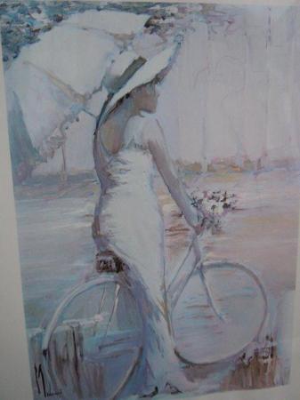 Image 2 of Lady on Bicycle Innocenzo Melani Framed Print