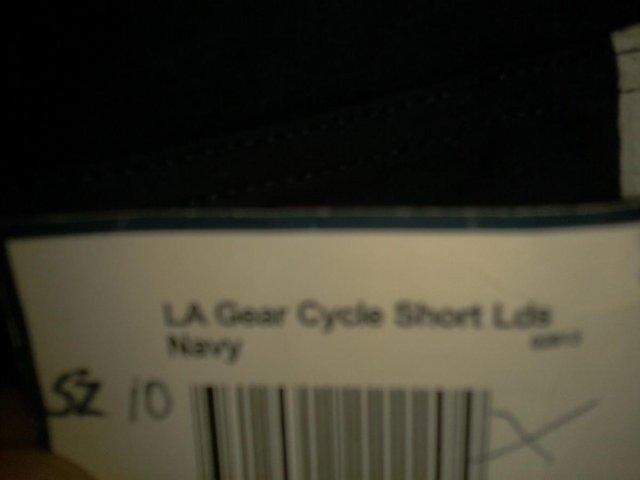 Preview of the first image of New Ladies LA Gear sports gym yoga shorts   Black Size 10.