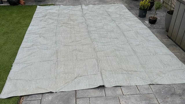 Preview of the first image of Breathable, washable, woven awning carpet.