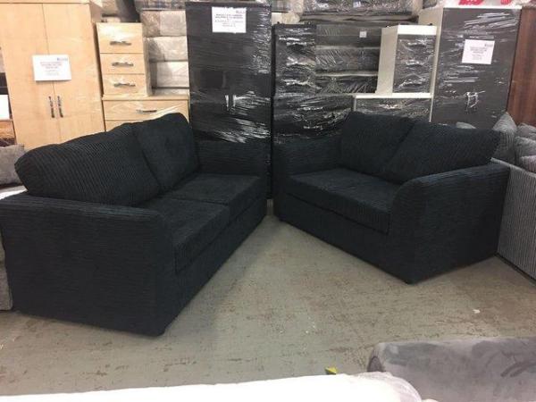 Image 1 of Black jumbo omega 3&2 sofas ——