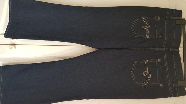 Image 1 of Debenham Dark Blue Stretch Denim Bootcut Jeans
