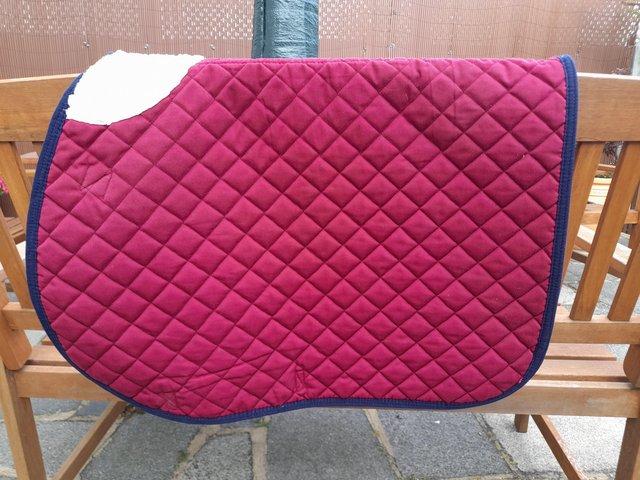 Preview of the first image of Blue Checked Saddle Pad, Good Condition.