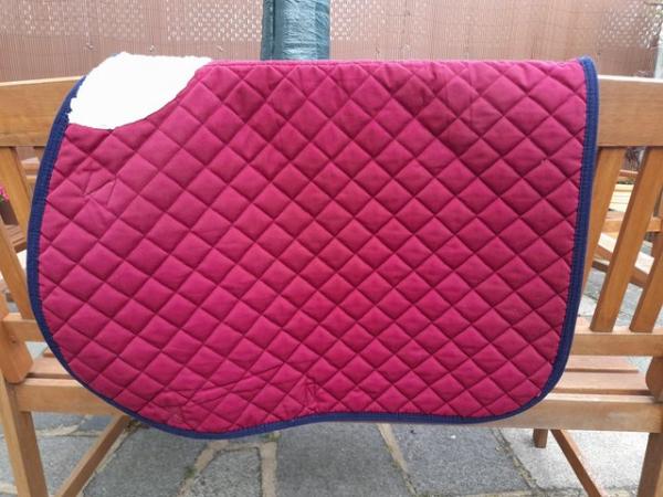 Image 1 of Blue Checked Saddle Pad, Good Condition