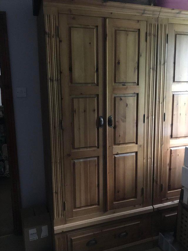 Preview of the first image of Hand made pine wardrobes and top box.