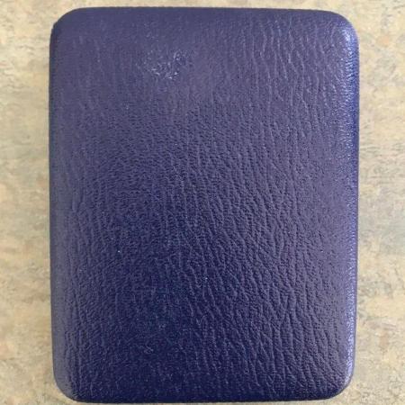 Image 3 of Vintage Mayfair Coin Company jewellery box.Navy faux-leather