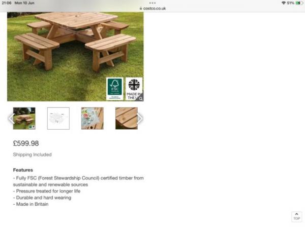 Image 3 of Anchor 8 seater wooden patio table