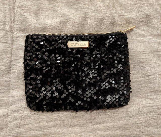 Preview of the first image of NEW Carvela KG Black Sequined Sparkly Purse/Bag/Pouch.