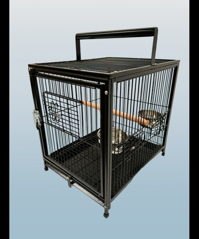 Preview of the first image of Parrot Supplies Premium Parrot Travel Cage - Black.