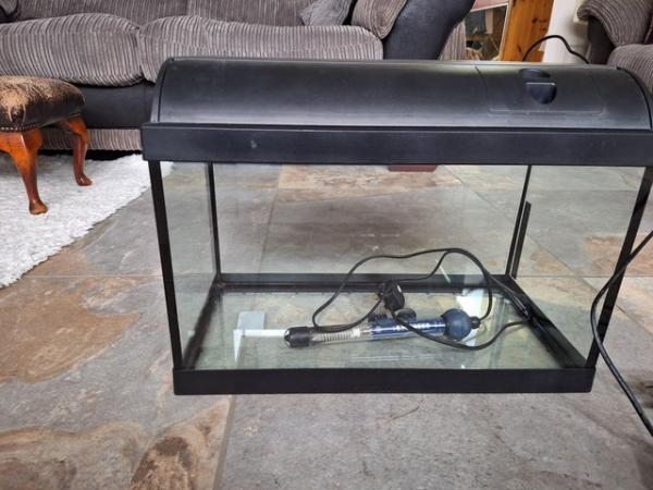 Image 1 of Small fish tank with heater and lighted lid