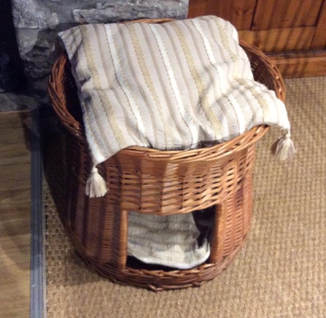 Preview of the first image of Excellent condition Wicker cat basket and cat tower.