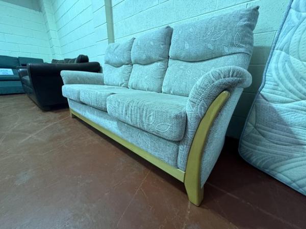 Image 2 of 3 seat cream sofa wooden trim