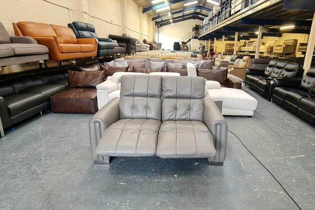 Image 7 of Alessio grey leather electric recliner 2 seater sofa