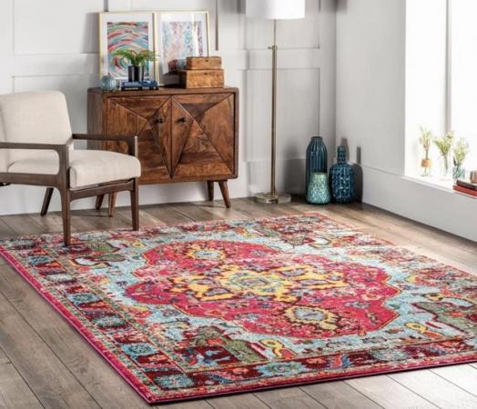 Image 2 of Loughlam Pink/Blue/Yellow Rug