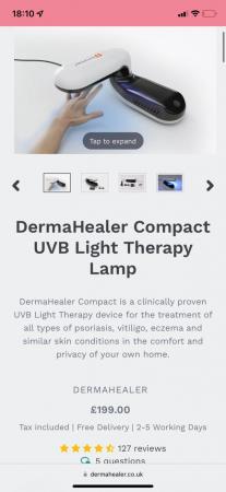 Image 1 of DermaHealer Compact UVB Light Therapy Lamp