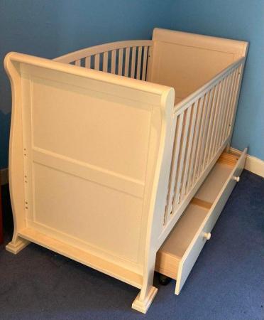 Image 3 of Sleigh Cot Bed with Drawer & Mattress