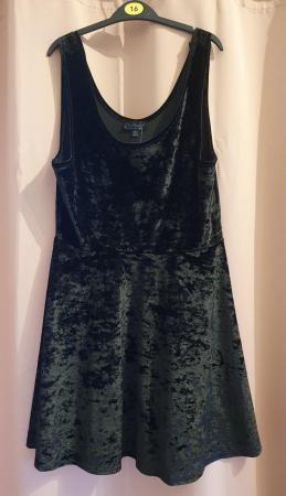 Image 1 of Topshop black velvet dress size 16