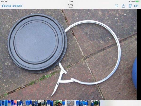 Image 3 of 60 litre plastic clamp lid barrel £20