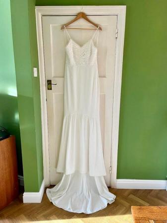 Image 3 of WHISTLES SYLVIE EMBROIDERED LACE FISHTAIL WEDDING DRESS