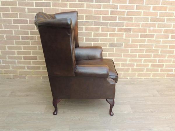 Image 4 of Chesterfield Luxury Brown Wingback Armchair (UK Delivery)