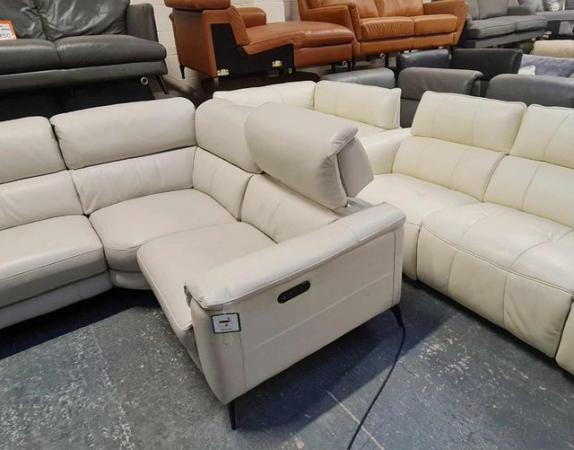 Image 5 of Illinois silver leather electric recliner corner sofa