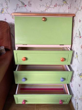 Image 1 of Upcycled painted pine bureau with drawers