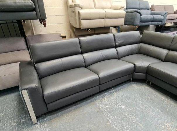 Image 9 of Torres dark grey leather electric recliner corner sofa