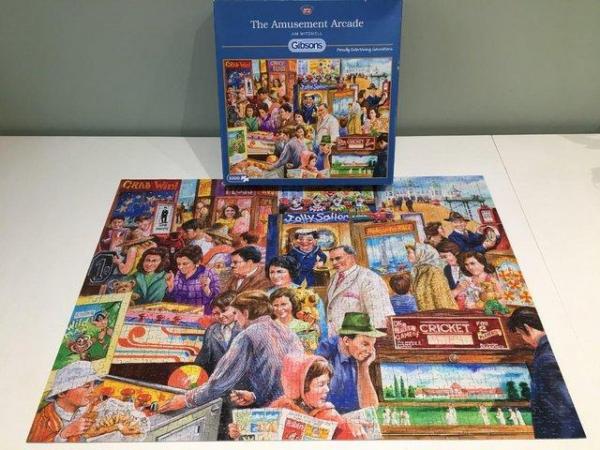 Image 1 of Gibson 1000 piece jigsaw titled The Amusement Arcade.