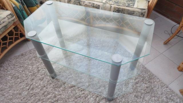 Image 2 of Clear Glass TVStand with sheves