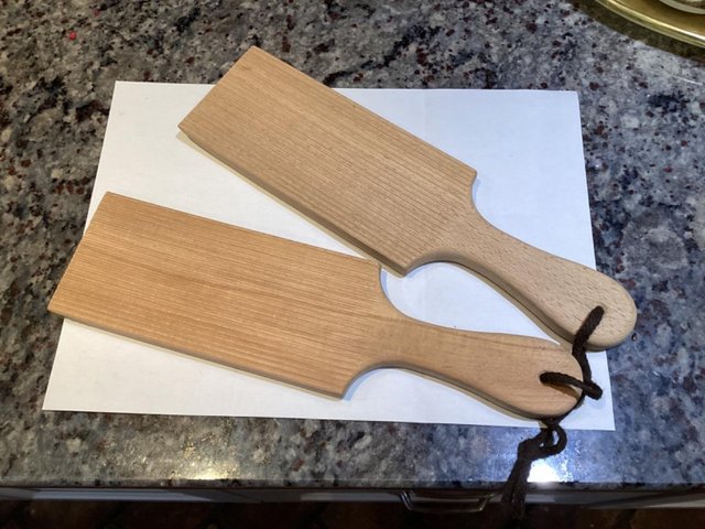 Preview of the first image of Pair of wooden butter hands.