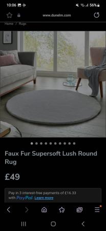 Image 3 of Dunelm supersoft round rug.