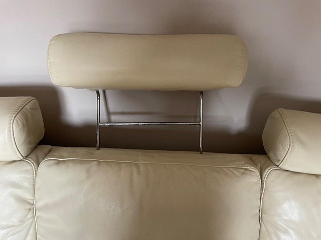 Preview of the first image of Cream Leather Sofa with headrests.