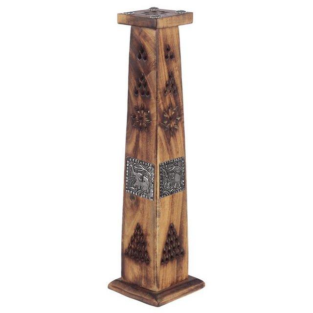 Preview of the first image of Decorative Elephant Inlay Wooden Tower Incense Burner Box..