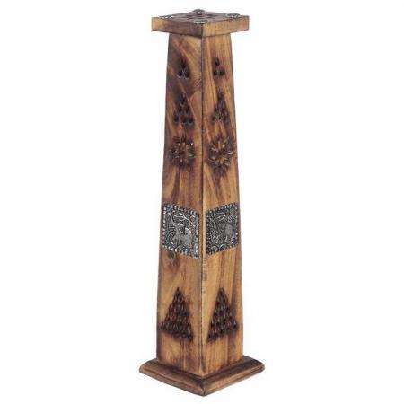 Image 1 of Decorative Elephant Inlay Wooden Tower Incense Burner Box.