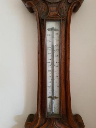 Image 2 of Antique banjo barometer thermometer H steer derby