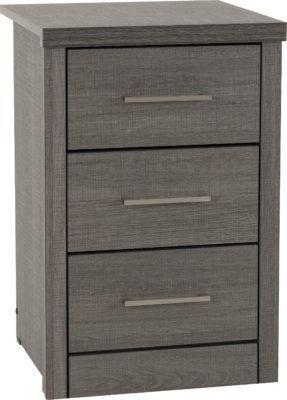 Preview of the first image of Lisbon 3 drawer bedside in black wood.