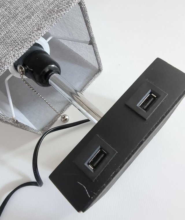 Preview of the first image of Office desk lamp grey black USB charge port.