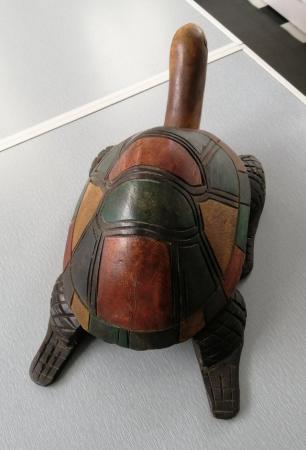 Image 5 of A Fairtrade Wooden Tortoise.Height 7".